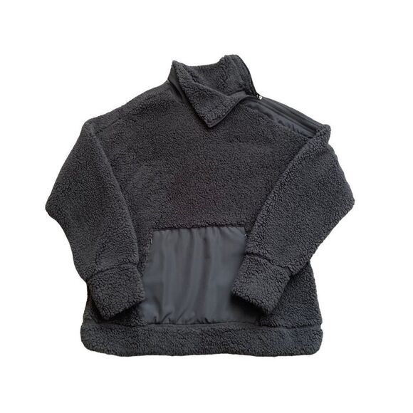 Te Verde Gray Sherpa Pullover Mock Neck Zip Sweatshirt Size Medium - Picture 5 of 11